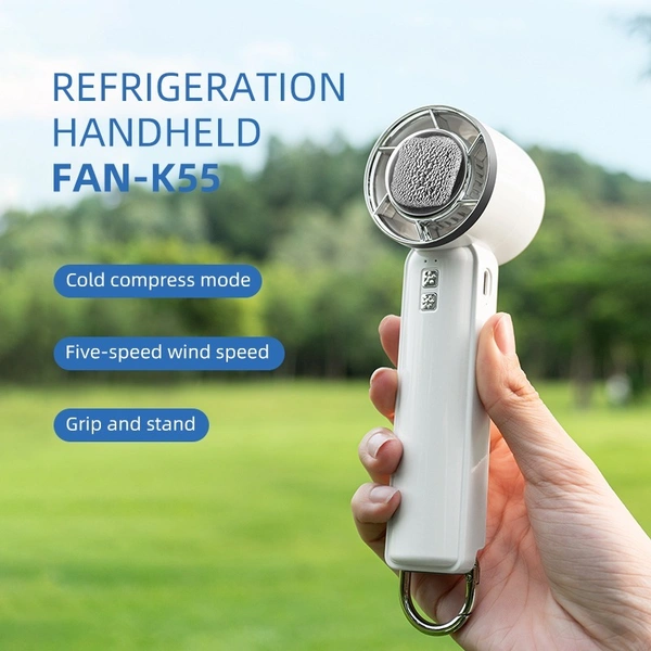 Ice Cooling Portable Mini Fan – USB Rechargeable, Handheld, Ultra-Quiet Cooling | k55