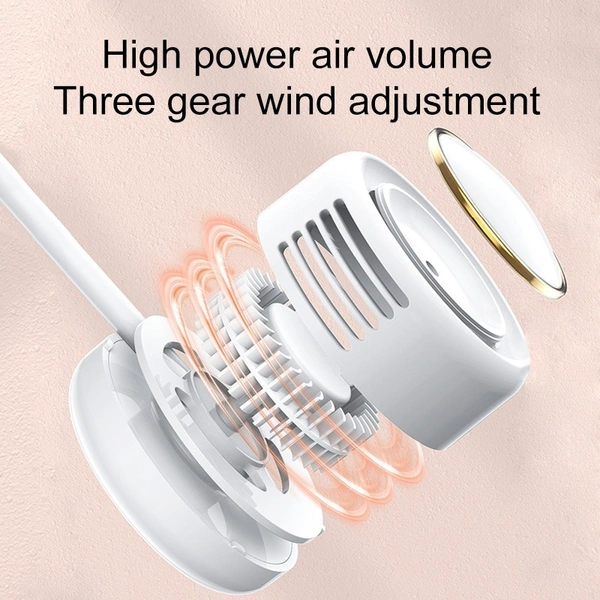 USB Rechargeable Hanging Neck Fan – Hands-Free, Portable, Ultra-Quiet Cooling | DQ210