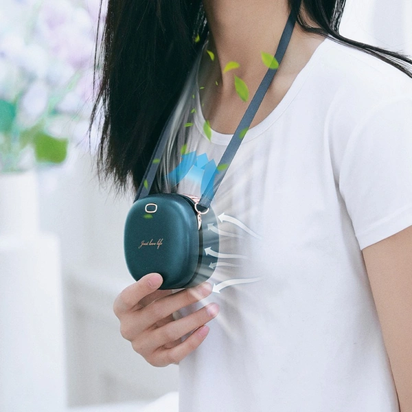 WTF37 Portable Cooling Hanging Neck Fan – USB Rechargeable, Hands-Free, 2000mAh Battery
