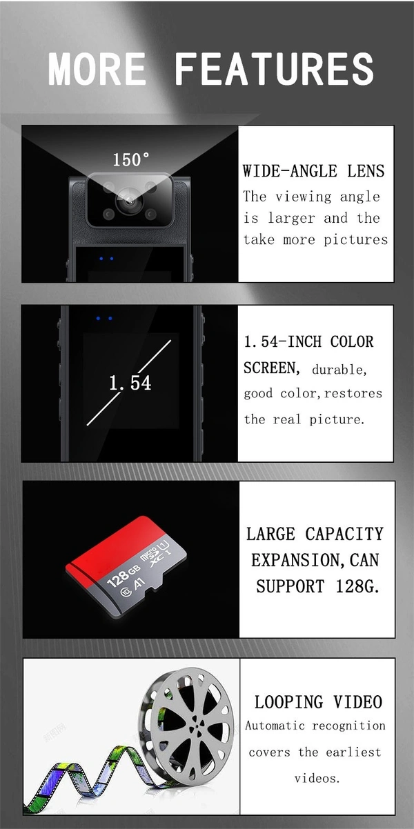 L18 WiFi 2K Wearable Clip Camera – Portable Body Cam with Night Vision & Motion Detection