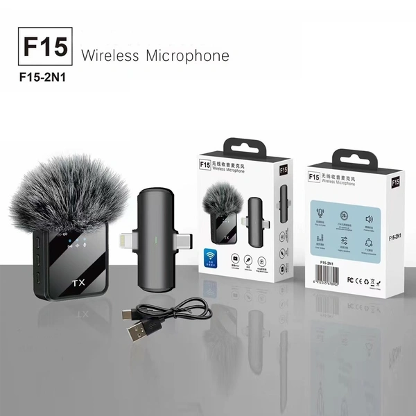 F15-2 Wireless Lavalier Microphone with Noise Reduction – Clip-On Mic for YouTube, Vlogs & Live Streaming
