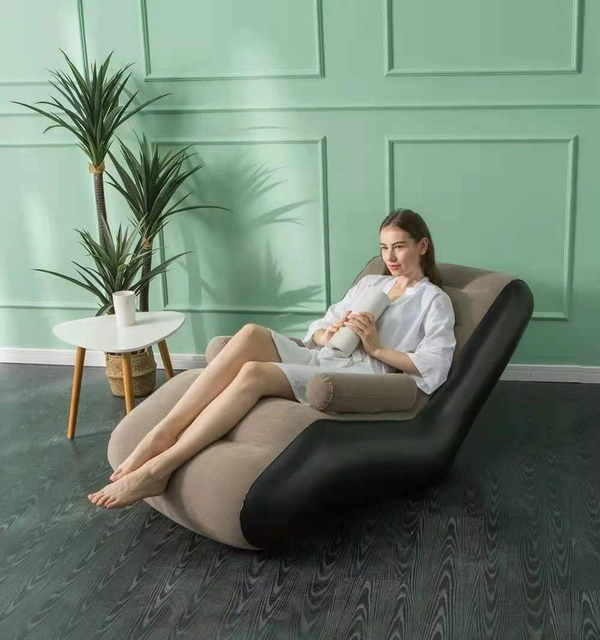 Luxury Inflatable Lounger Chair – Soft Flocking Air Sofa for Home & Outdoors