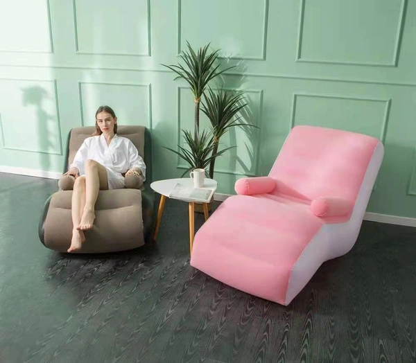 Luxury Inflatable Lounger Chair – Soft Flocking Air Sofa for Home & Outdoors