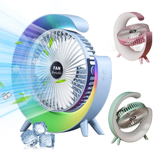 180° Rotating Portable Desk Fan – Quiet Operation, USB Rechargeable, 3-Speed Cooling