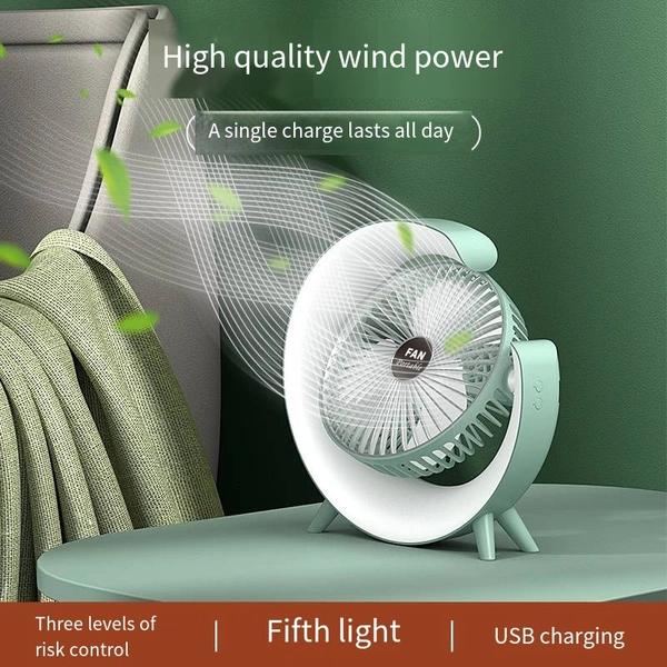 180° Rotating Portable Desk Fan – Quiet Operation, USB Rechargeable, 3-Speed Cooling