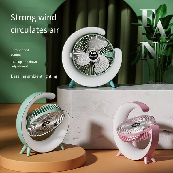 180° Rotating Portable Desk Fan – Quiet Operation, USB Rechargeable, 3-Speed Cooling