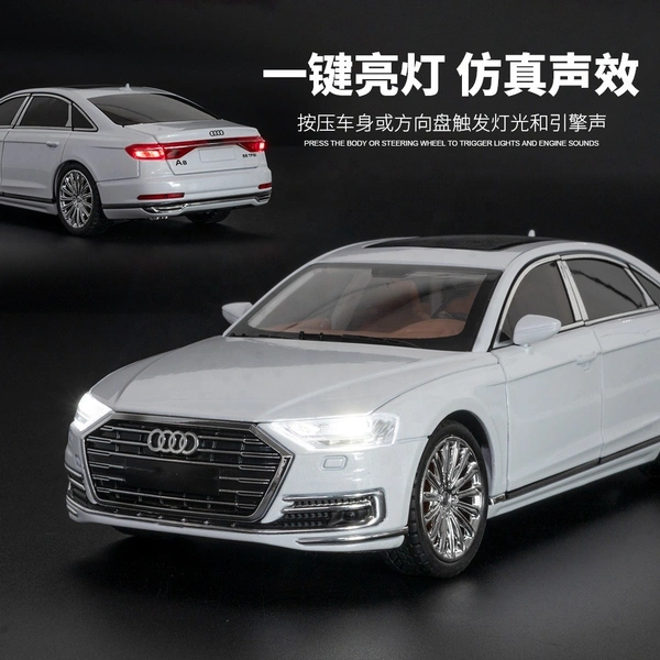 1:24 Die-Cast Audi Model Car – Alloy Metal, Pull-Back Action, Openable Doors, LED & Sound