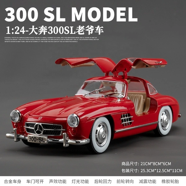 1:24 Die-Cast Mercedes-Benz 300SL Model Car – Alloy Body, Pull-Back Action, Openable Doors, LED & Sound