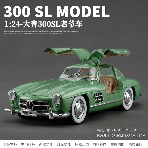 1:24 Die-Cast Mercedes-Benz 300SL Model Car – Alloy Body, Pull-Back Action, Openable Doors, LED & Sound