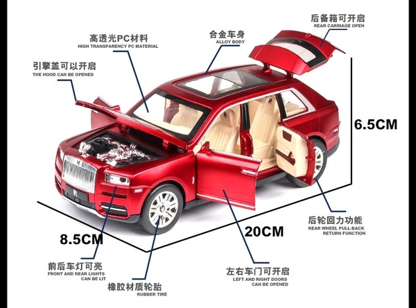 1:24 Die-Cast Rolls-Royce Cullinan Model Car – Alloy Body, Pull-Back Action, Openable Doors, LED & Sound