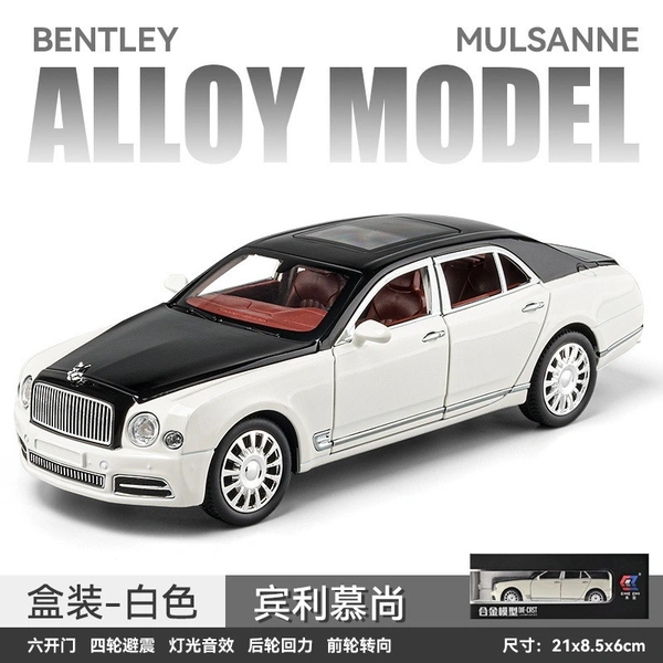 1:24 Die-Cast Bentley Mulsanne Model Car – Alloy Body, Pull-Back Action, Openable Doors, LED & Sound
