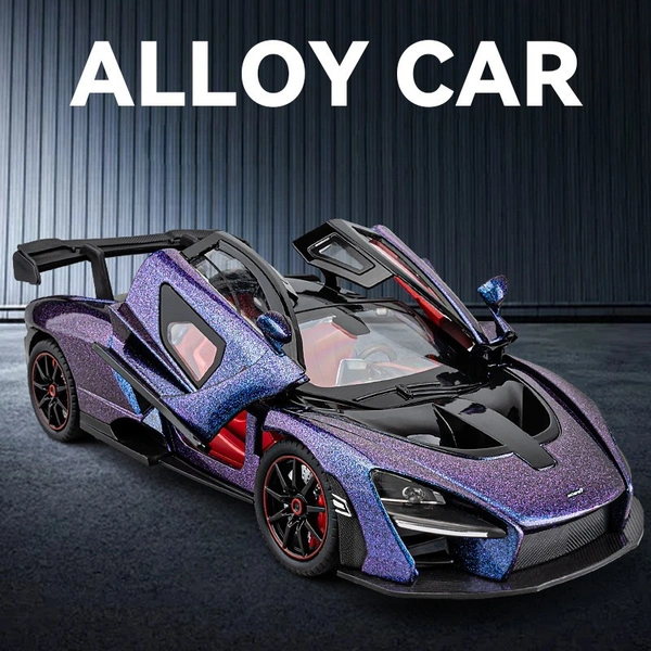 1:24 Die-Cast McLaren Supercar Model – Alloy Body, Pull-Back Action, Openable Doors, LED & Sound