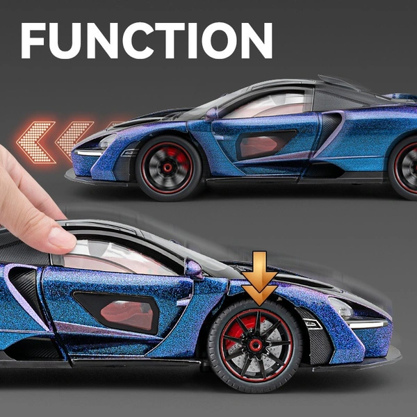 1:24 Die-Cast McLaren Supercar Model – Alloy Body, Pull-Back Action, Openable Doors, LED & Sound