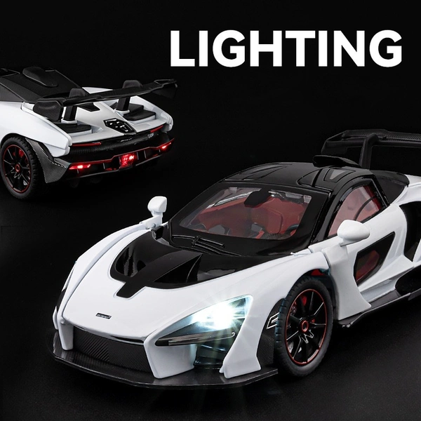 1:24 Die-Cast McLaren Supercar Model – Alloy Body, Pull-Back Action, Openable Doors, LED & Sound