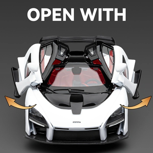 1:24 Die-Cast McLaren Supercar Model – Alloy Body, Pull-Back Action, Openable Doors, LED & Sound