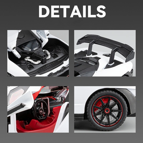 1:24 Die-Cast McLaren Supercar Model – Alloy Body, Pull-Back Action, Openable Doors, LED & Sound