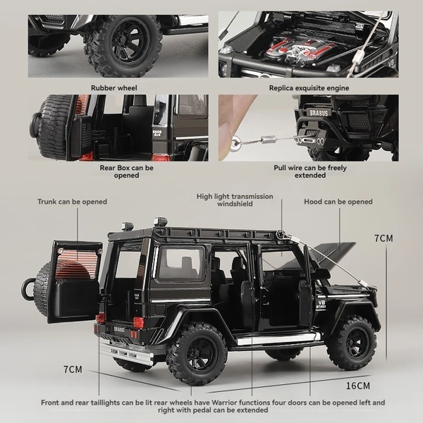 1:32 Die-Cast Brabus Adventure G550 4X4 Model Car – Alloy Body, Pull-Back Action, Openable Doors, LED & Sound