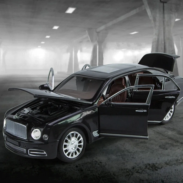 1:24 Die-Cast Bentley Mulsanne Model Car – Alloy Body, Pull-Back Action, Openable Doors, Detailed Interior