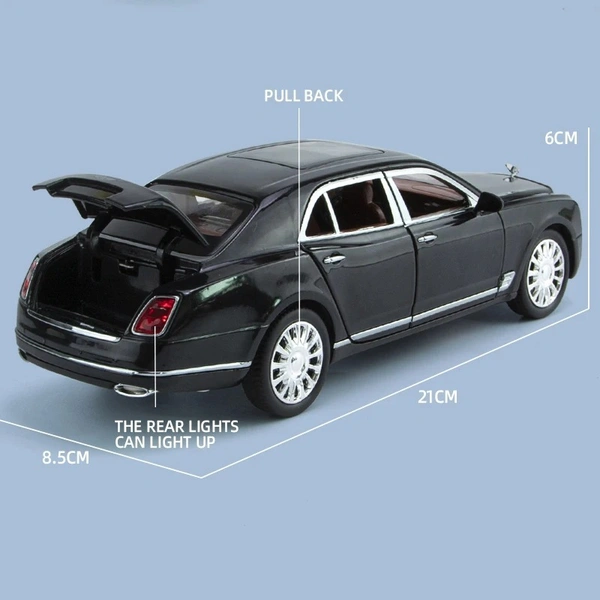 1:24 Die-Cast Bentley Mulsanne Model Car – Alloy Body, Pull-Back Action, Openable Doors, Detailed Interior