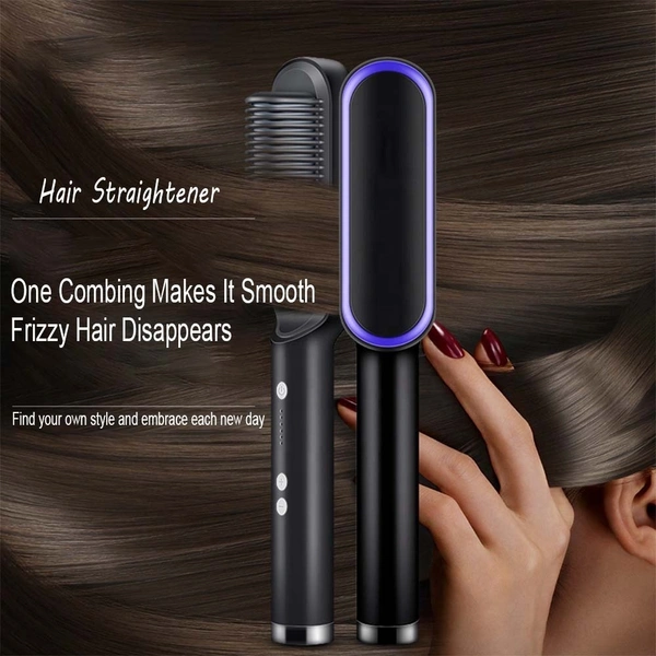 Salon Equipment Hair Straightening Comb – Negative Ion Technology, Anti-Frizz, Quick Heat Up, Portable
