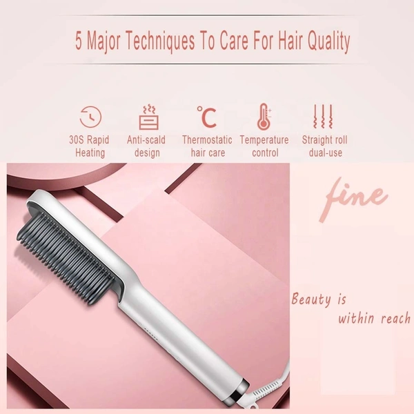 Salon Equipment Hair Straightening Comb – Negative Ion Technology, Anti-Frizz, Quick Heat Up, Portable