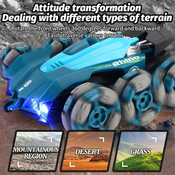 6-Wheel RC Drift Stunt Car – Spray Mist, 360° Spins, & LED Lights
