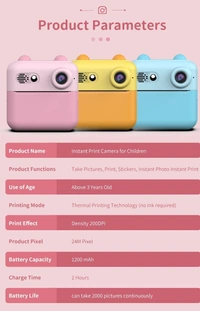 Mini Printer camera A22 Mini Kids Camera – 1080P HD, Dual Lens, Fun Filters & Games