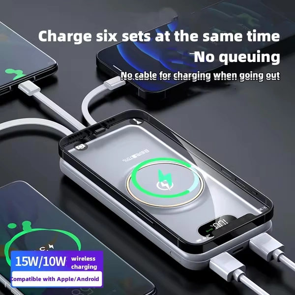 Large Capacity Power Bank with Built-in Cable – Fast Charging & Portable
