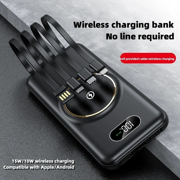 Large Capacity Power Bank with Built-in Cable – Fast Charging & Portable