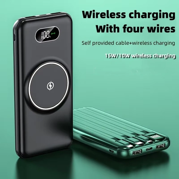 Large Capacity Power Bank with Built-in Cable – Fast Charging & Portable