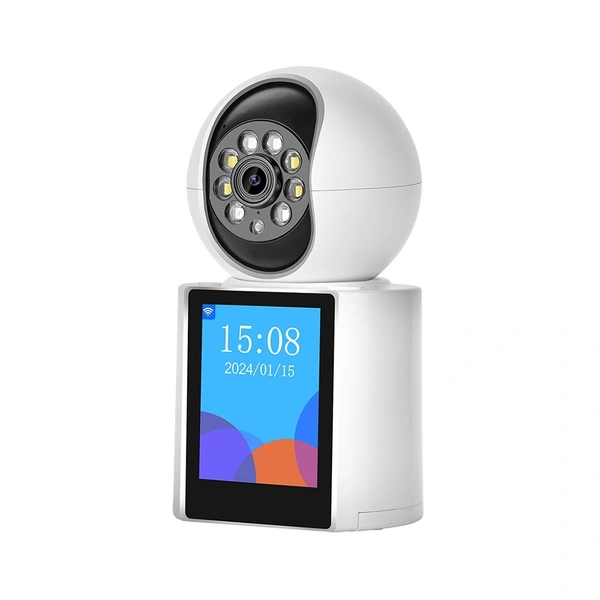 WiFi CCTV Camera with 2.8-Inch Screen, Night Vision, 128GB Storage, Motion Detection & Two-Way Audio