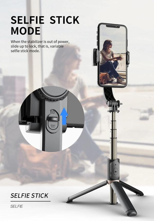Q08 Camera Gimbal Stabilizer – Anti-Shake, Wireless Remote, 360° Rotation, Long Battery Life
