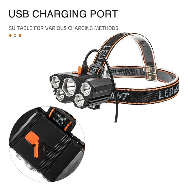 USB Rechargeable Headlamp - 3 Light Modes, 180° Adjustable, Waterproof LED Headlight