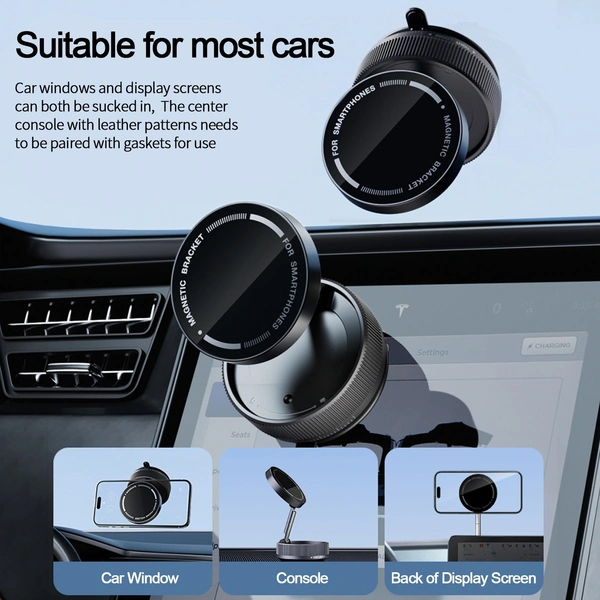 Magnetic 360° Rotating Car Phone Holder – Strong Grip, Universal Compatibility, Dashboard Mount