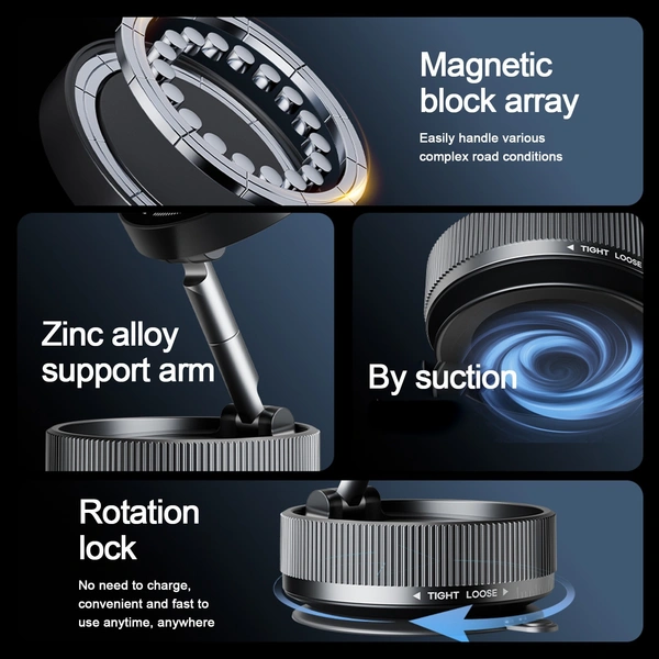 Magnetic 360° Rotating Car Phone Holder – Strong Grip, Universal Compatibility, Dashboard Mount