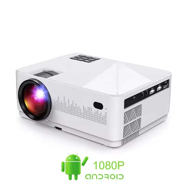 1080P Android Projector – LED Home Theater with WiFi, Bluetooth & Smart TV Features