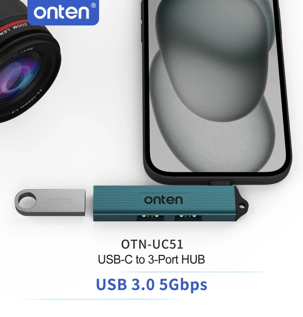 High-Speed Type-C 3-Port USB Hub – Ultra Compact & Fast Data Transfer | Plug & Play