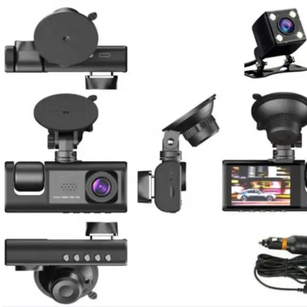 S1 | 3-Lens Dash Cam Car DVR | Full HD Front, Rear & Inside Camera | Night Vision & Loop Recording
