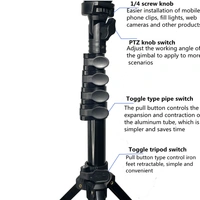 Selfie Stick Tripod MT-39 | Portable Tripod with 180° Head Rotation | Flip Lock Adjustable | Base Locking Knob | Non-Slip Rubber Pad