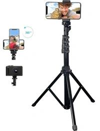 Selfie Stick Tripod MT-39 | Portable Tripod with 180° Head Rotation | Flip Lock Adjustable | Base Locking Knob | Non-Slip Rubber Pad