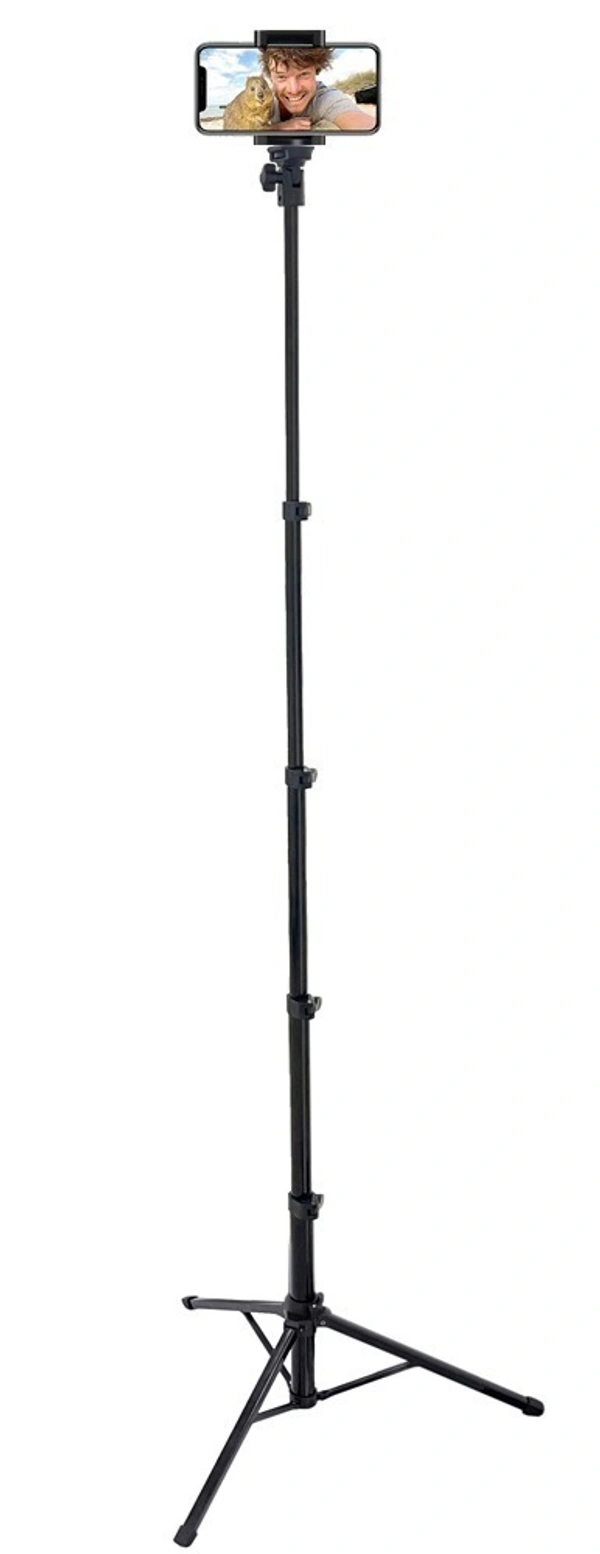 Selfie Stick Tripod MT-39 | Portable Tripod with 180° Head Rotation | Flip Lock Adjustable | Base Locking Knob | Non-Slip Rubber Pad