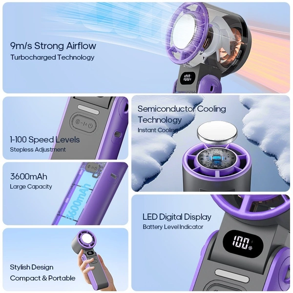 F53K Foldable High-Speed Rechargeable Fan | Portable Telescopic Table Fan with USB Charging for Home, Office & Travel
