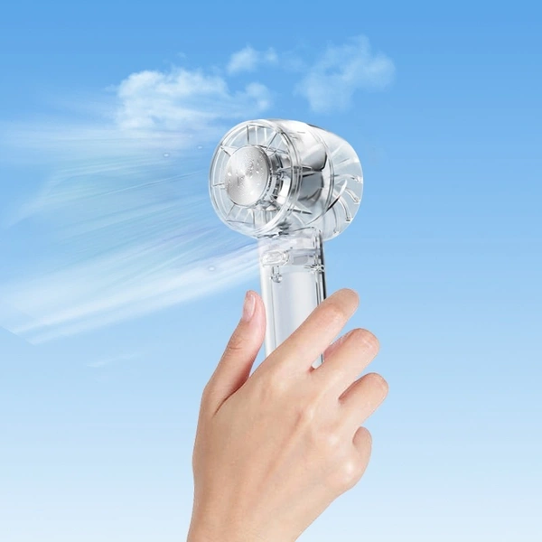 Ice Feeling Transparent Rechargeable Handheld Fan | Portable Cooling with Ice Compression Function for Travel & Outdoor Use
