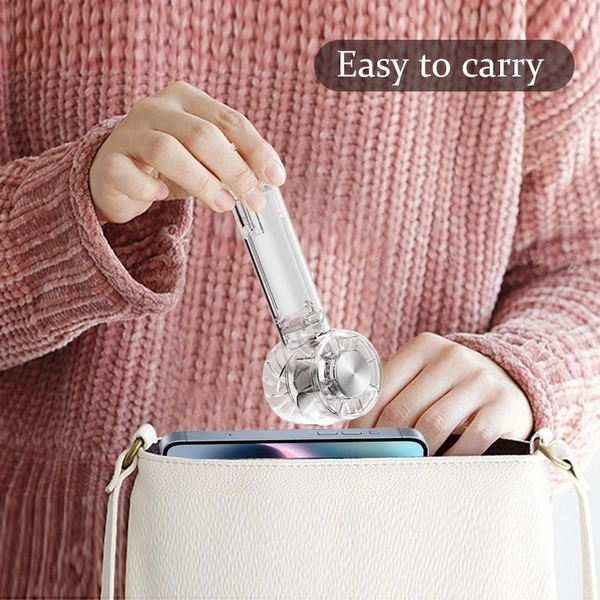 Ice Feeling Transparent Rechargeable Handheld Fan | Portable Cooling with Ice Compression Function for Travel & Outdoor Use