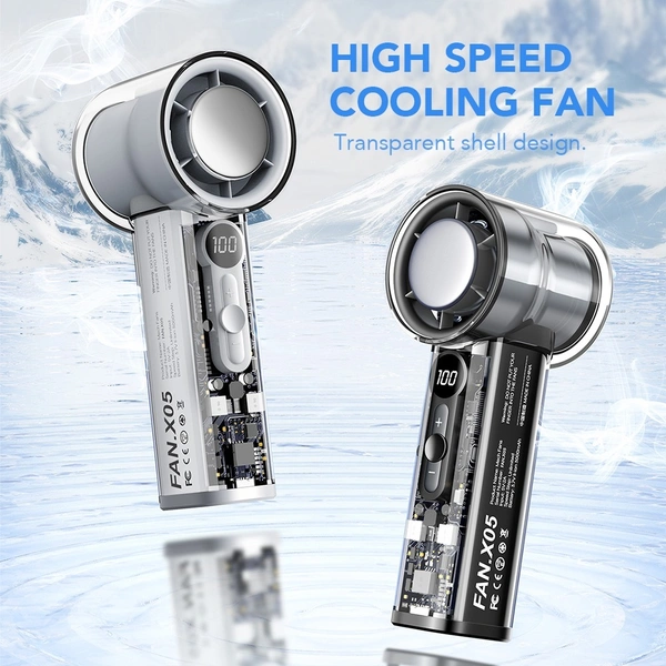 X05 2025 Cold Compress Handy Fan | Rechargeable Portable Fan with Instant Cooling Feature