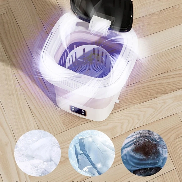 Folding Washing Machine – Portable & Multifunctional with Dewatering Basket, Intelligent Timer & Low Power Consumption