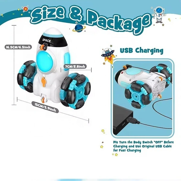 360° Rotating Space Rocket Water Spray Toy for Kids | Outdoor Summer Fun Garden Sprinkler