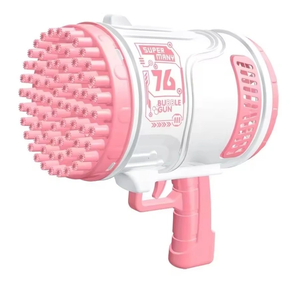 76-Hole Electric Automatic Bazooka Bubble Gun | Colorful LED Light Bubble Machine for Kids & Parties