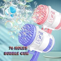 76-Hole Electric Automatic Bazooka Bubble Gun | Colorful LED Light Bubble Machine for Kids & Parties