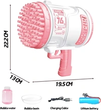 76-Hole Electric Automatic Bazooka Bubble Gun | Colorful LED Light Bubble Machine for Kids & Parties